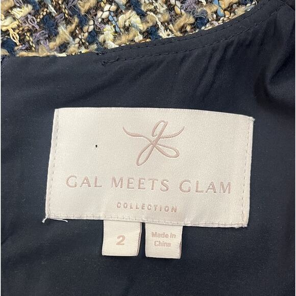 Gal Meets Glam Tinsley Metallic Tweed Dress Sleeveless Fit Flare Academia Size 2 - Picture 8 of 9